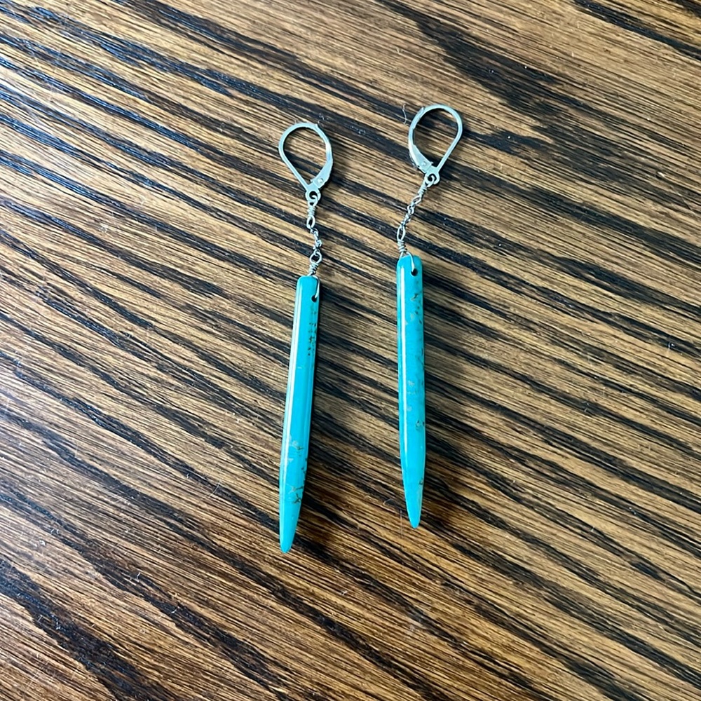 Sterling Silver and Turquoise Pointed Drop Earrings